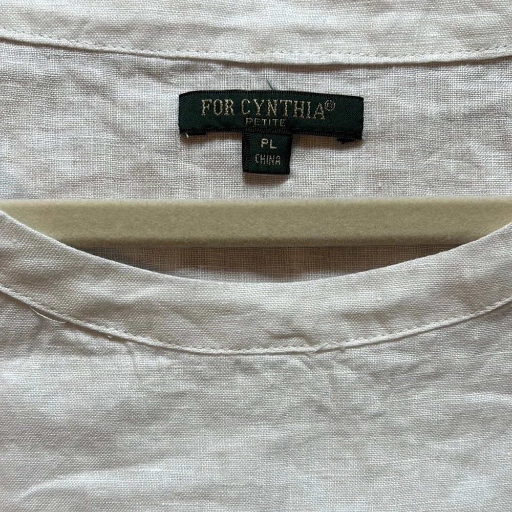 For Cynthia Linen Top Women’s Petite Large White Fringe Coastal Cottagecore - Picture 4 of 8